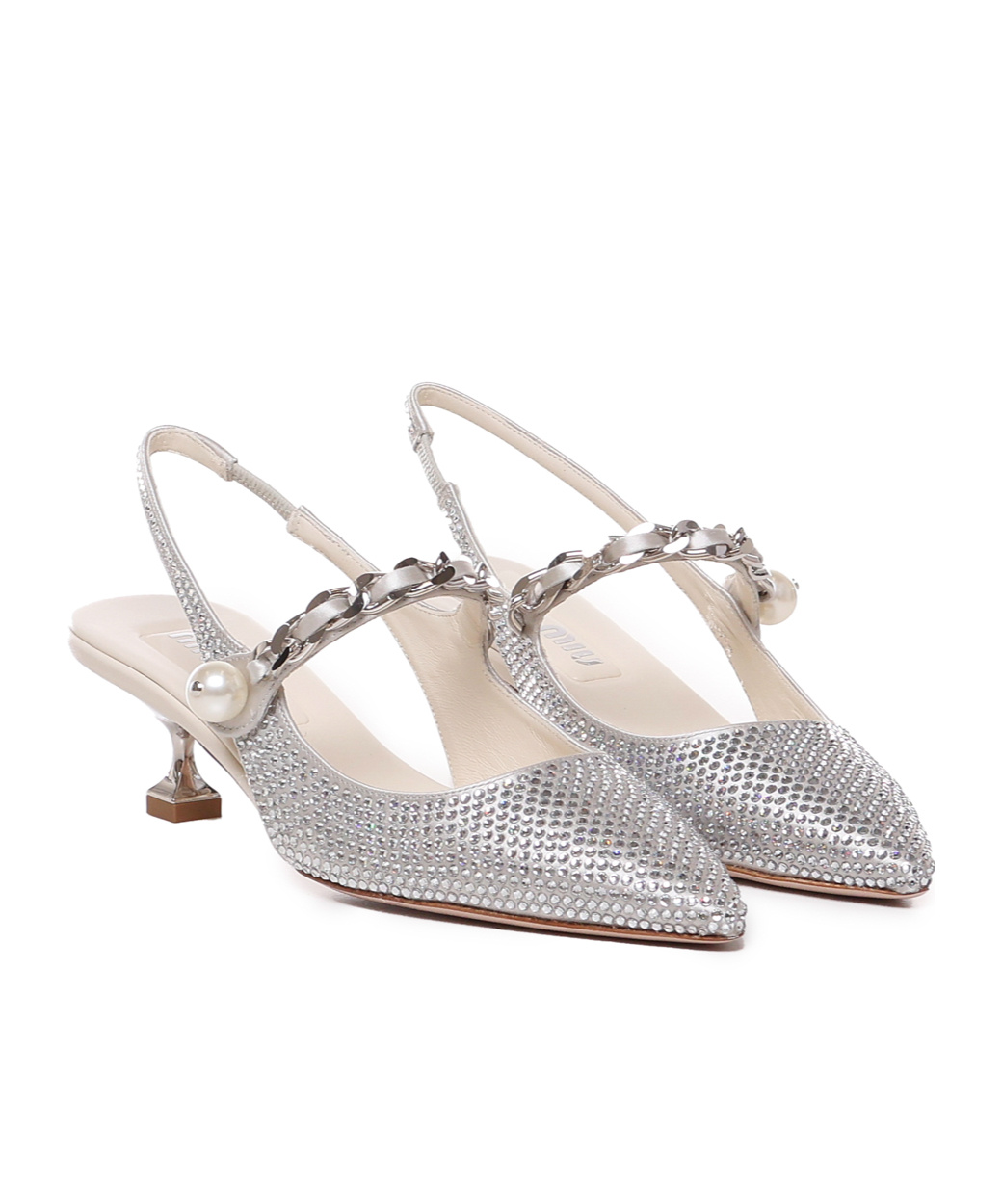 Shop Miu Miu Pointed High Heels In White