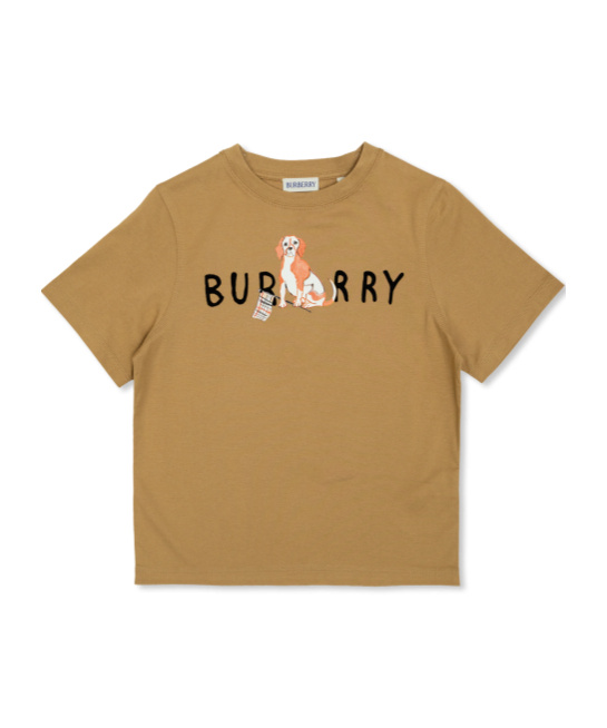 Burberry T-shirt With Colorful Print In Brown