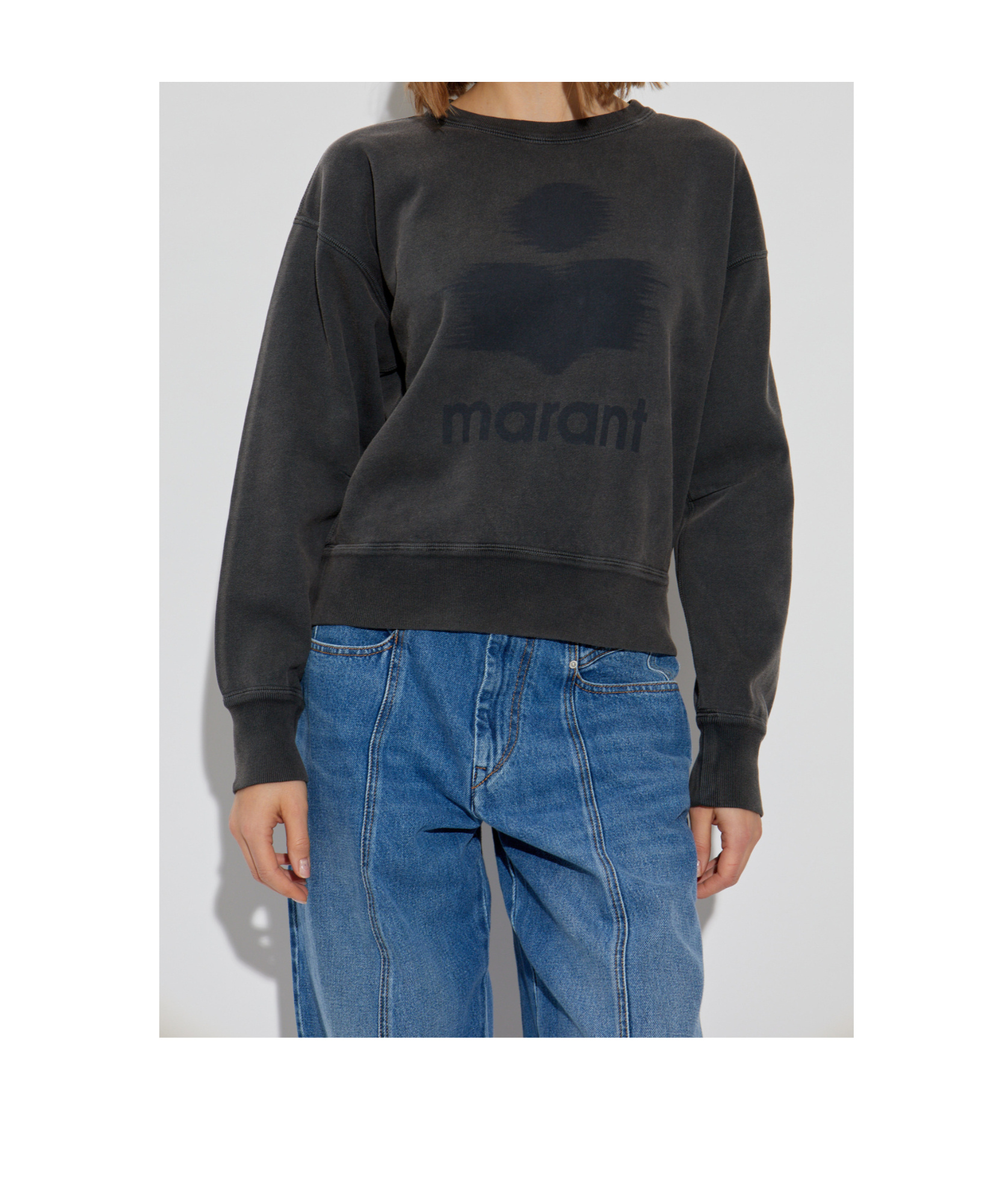 Isabel Marant Étoile Round-collar Long-sleeve Hoodie In Black