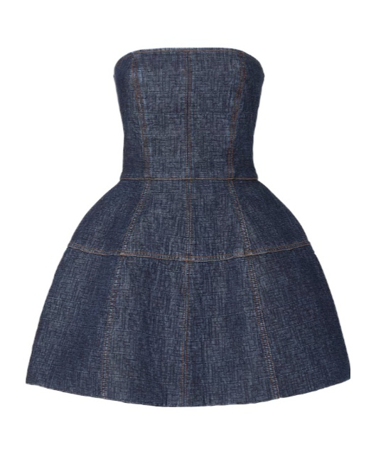 Fendi Dark Blue Ff Denim Dress In Blue