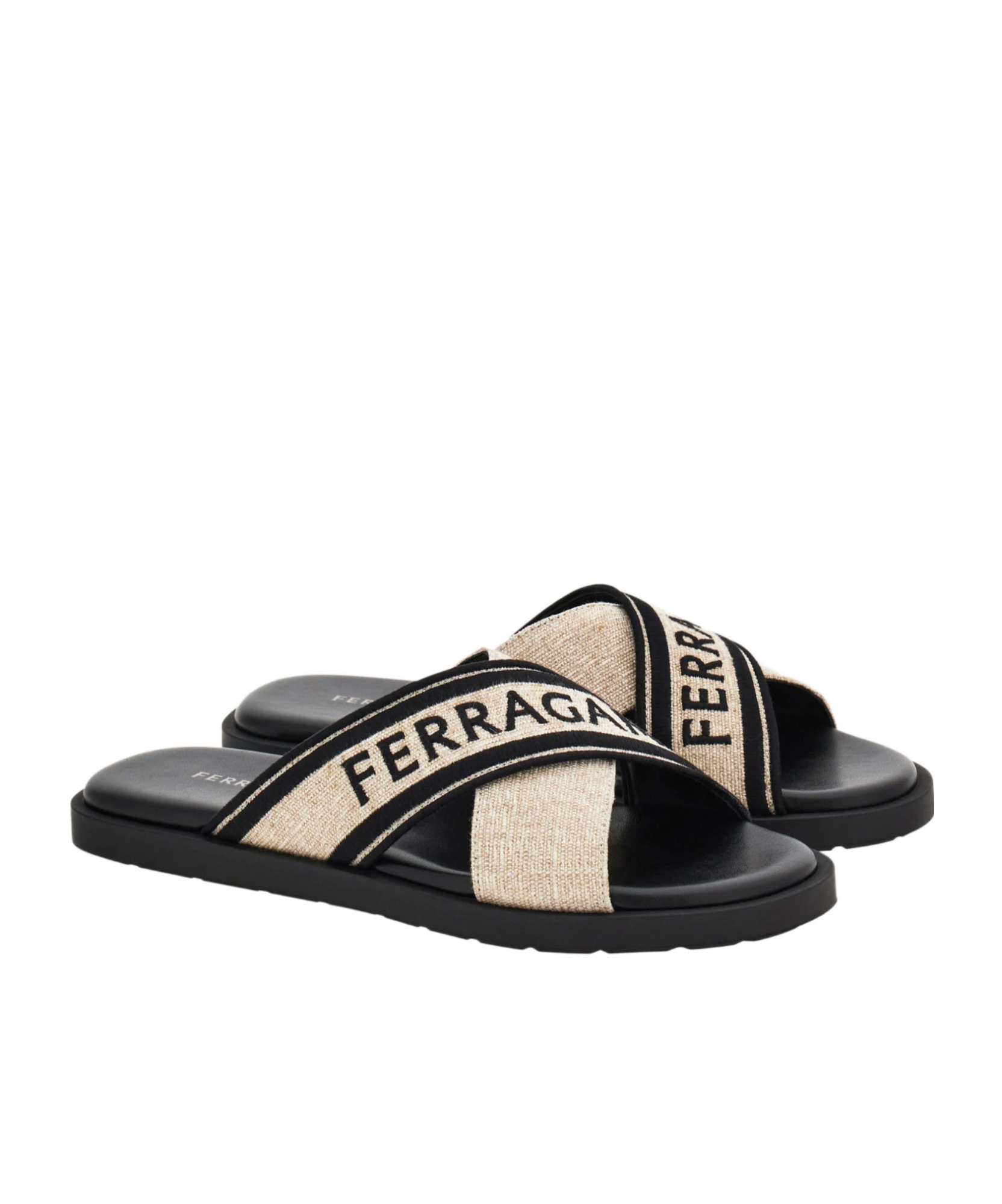 Ferragamo Cross-strap Slippers In Black