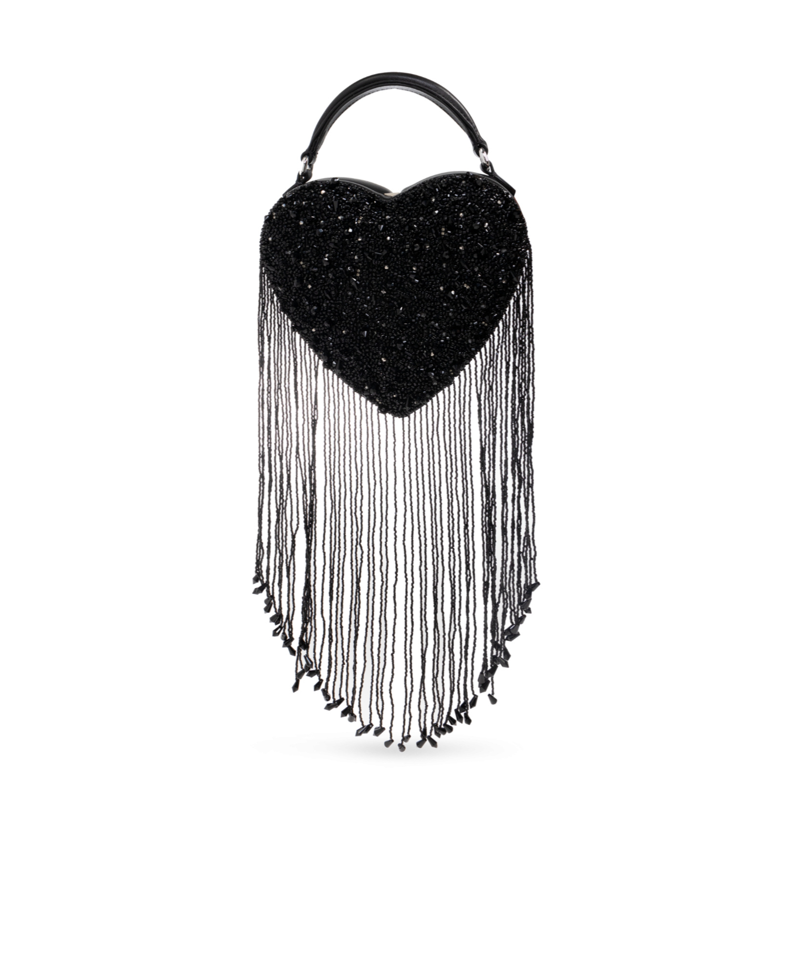 Moschino Heart-shaped Beaded Tote Bag In Black