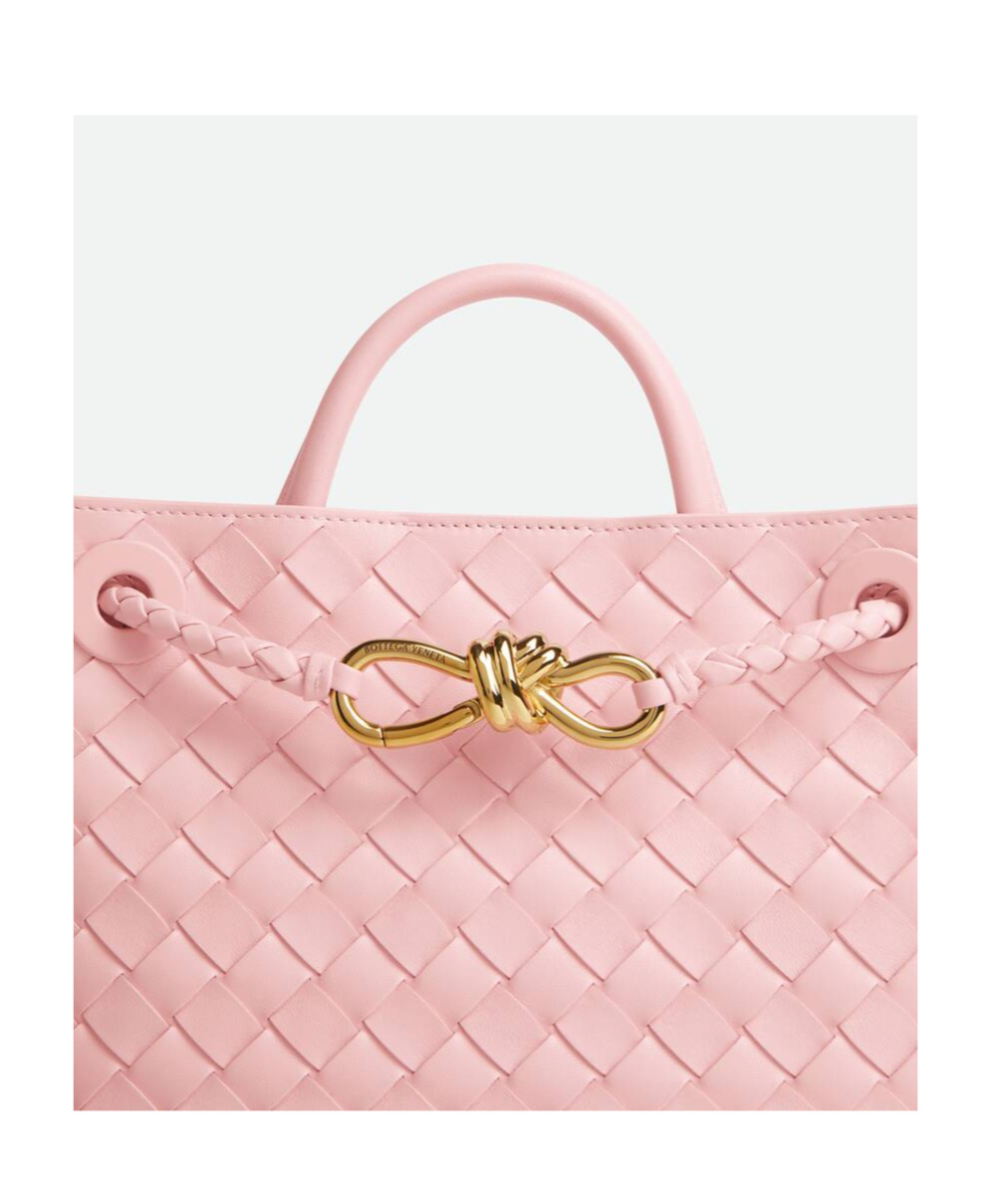 Bottega Veneta Small Andiamo Intrecciato Shoulder Bag In Rosy