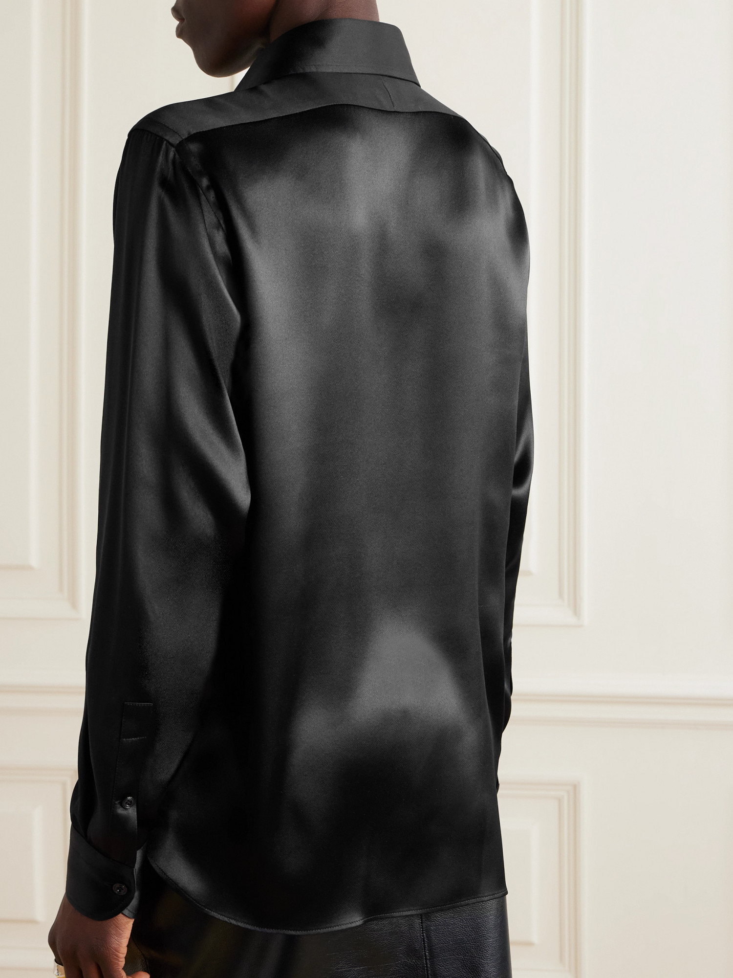 Shop Tom Ford Silk-charmeuse Shirt In Black