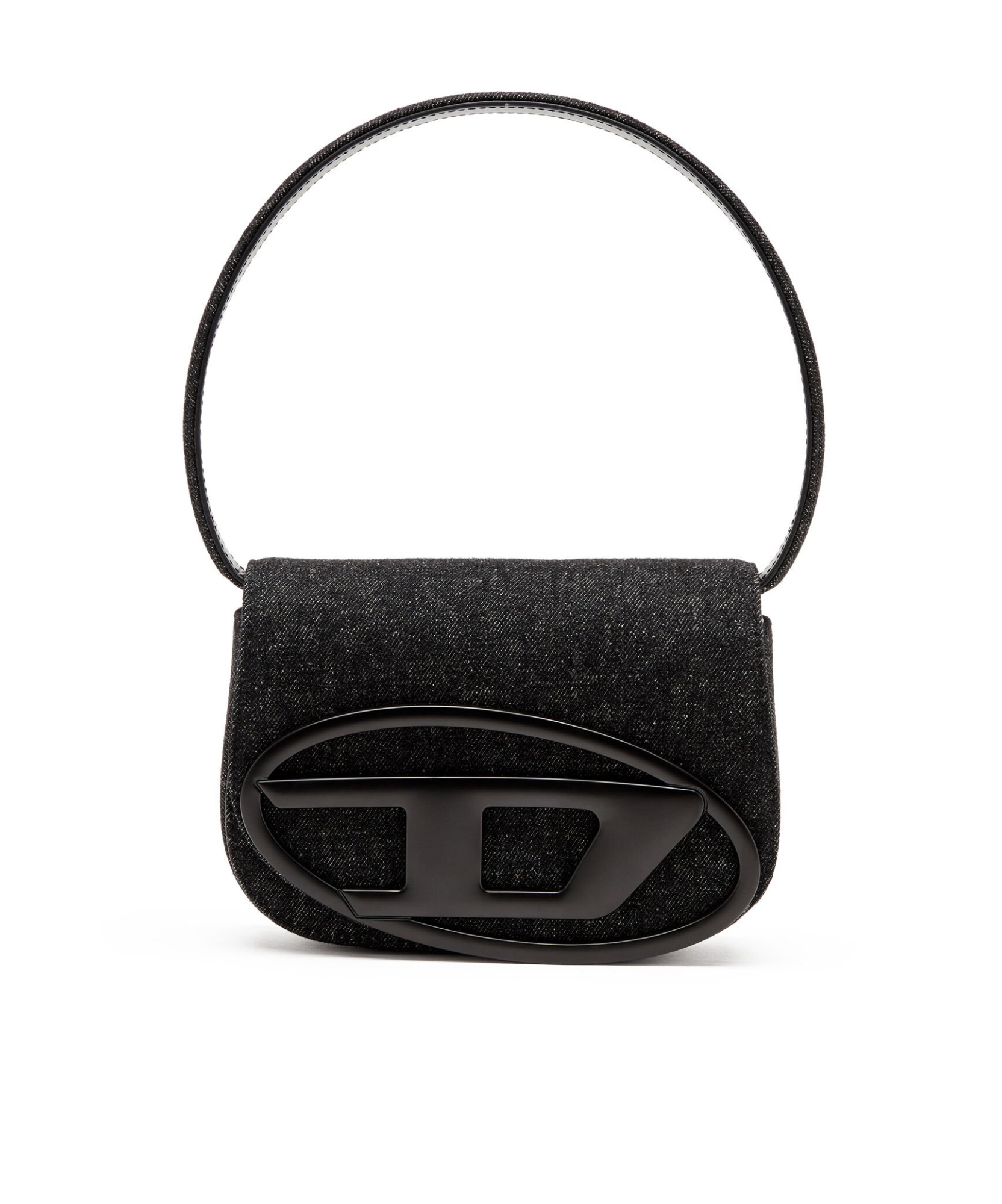 Diesel Twin-double-pouch Embossed-leather Shoulder Bag In Black