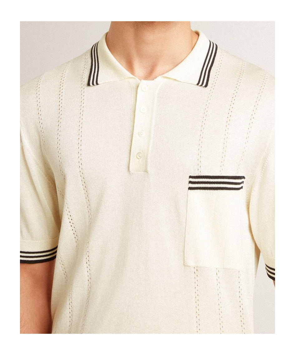 Golden Goose Rib Knitted Polo Shirt In Nude