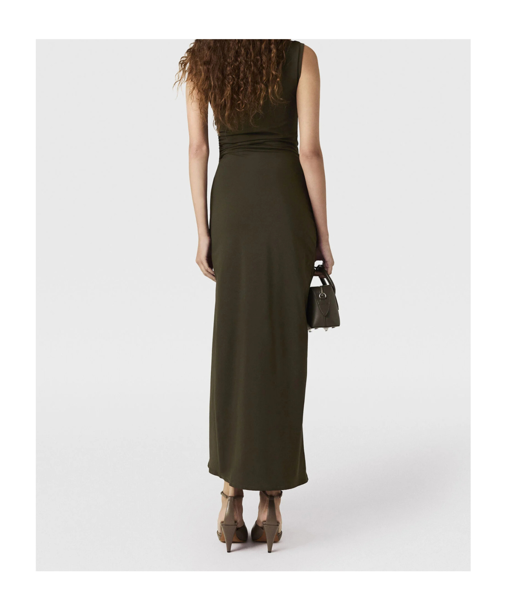 Stella Mccartney Sleeveless Crewneck Twist Mesh Midi Dress In Brown