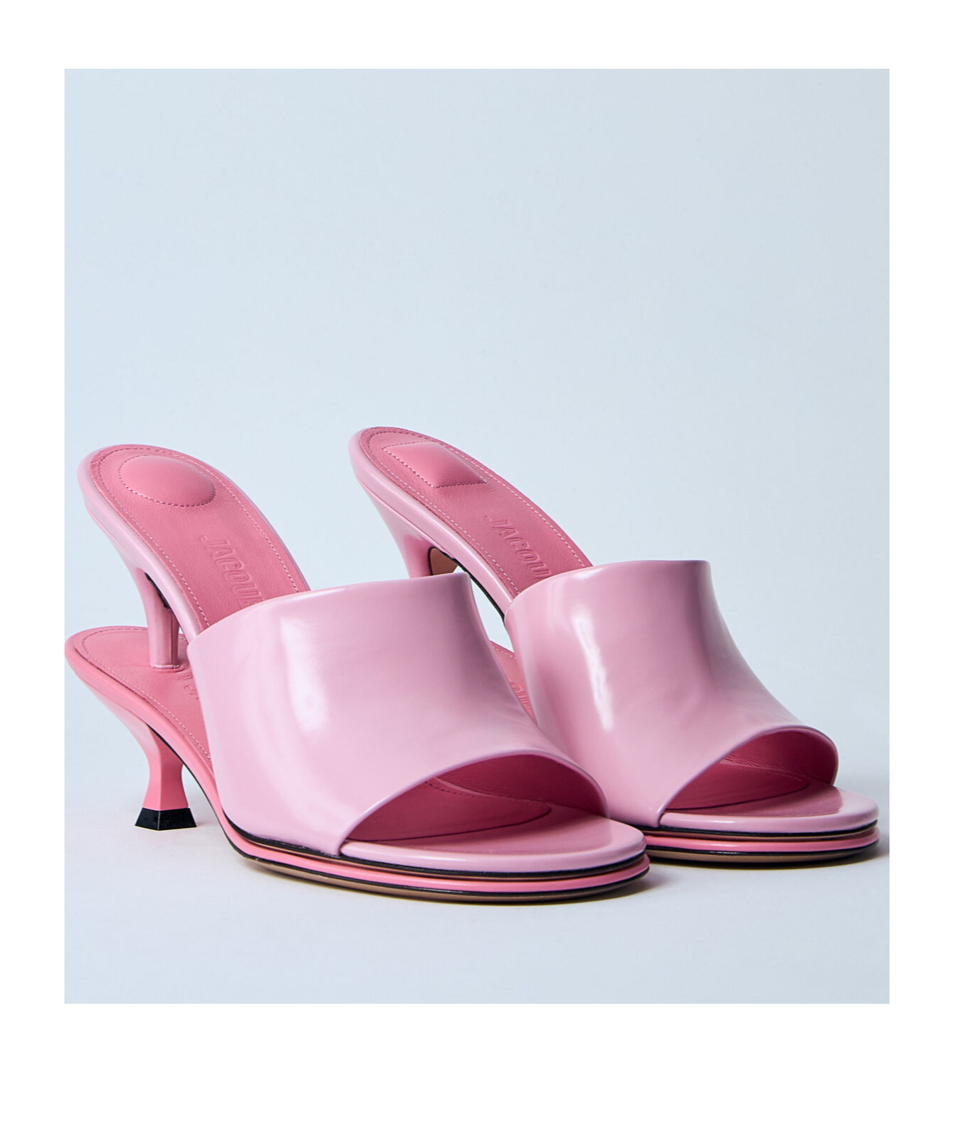 Jacquemus 100mm Les Doubles Leather Mules In Pink