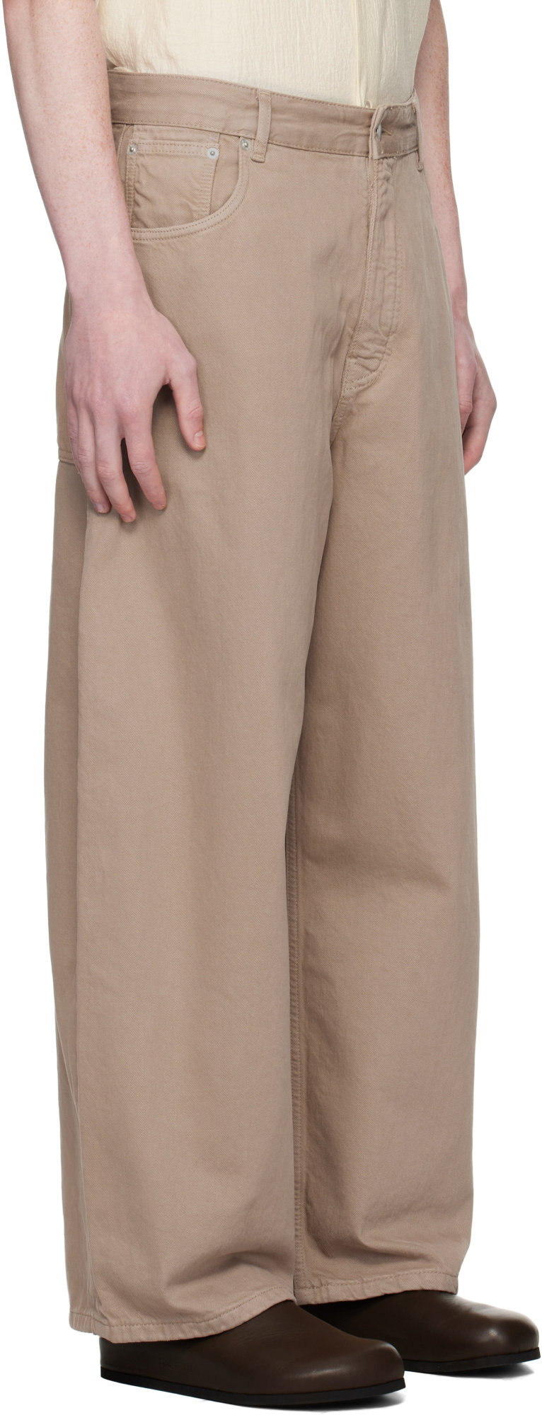 Studio Nicholson Taupe Paolo Jeans In Brown