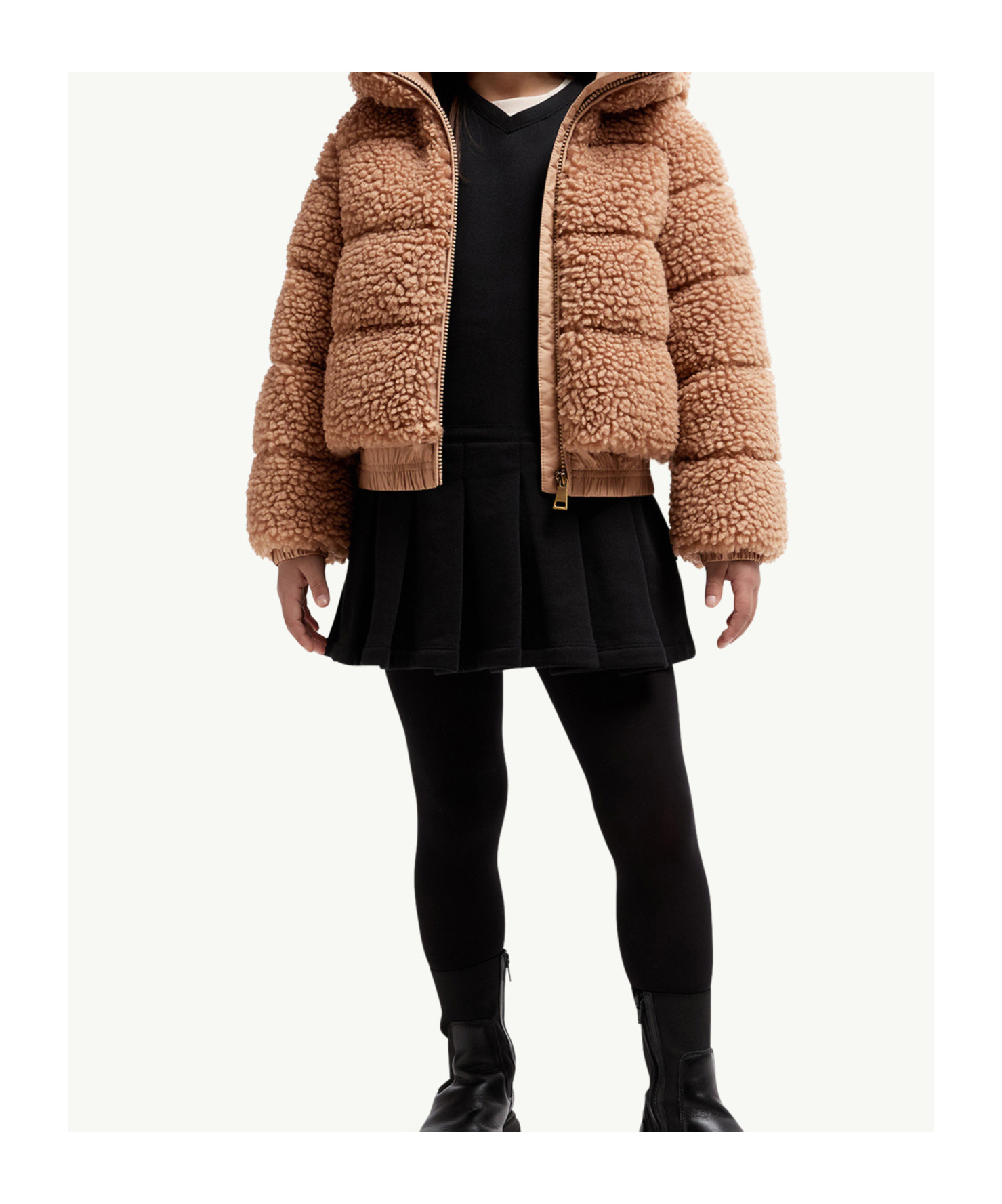Moncler Adalbertas Teddy Hooded Down Jacket In Black