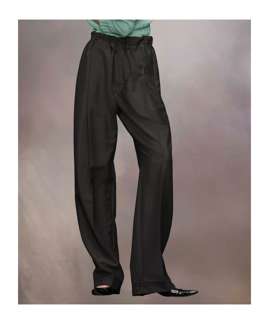 Maison Margiela Drawstring Casual Pants In Black