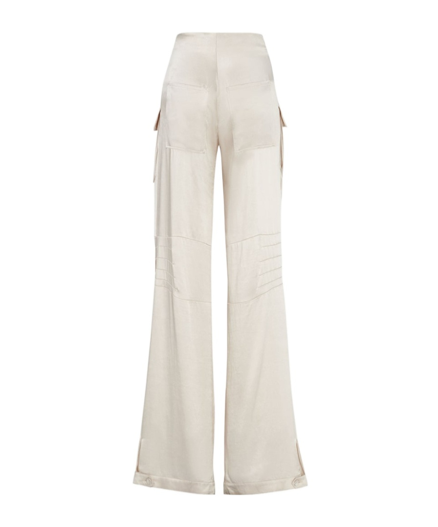 Fendi Buckled Satin Cargo Trousers In White
