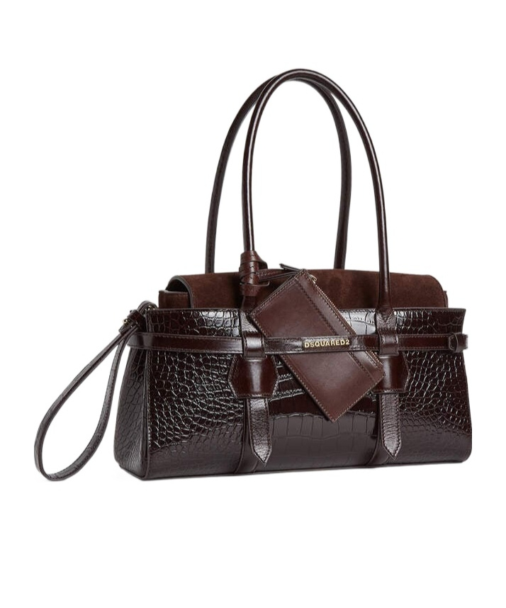 Dsquared2 Logo Stamp Twin Shoulder Bag In Brown