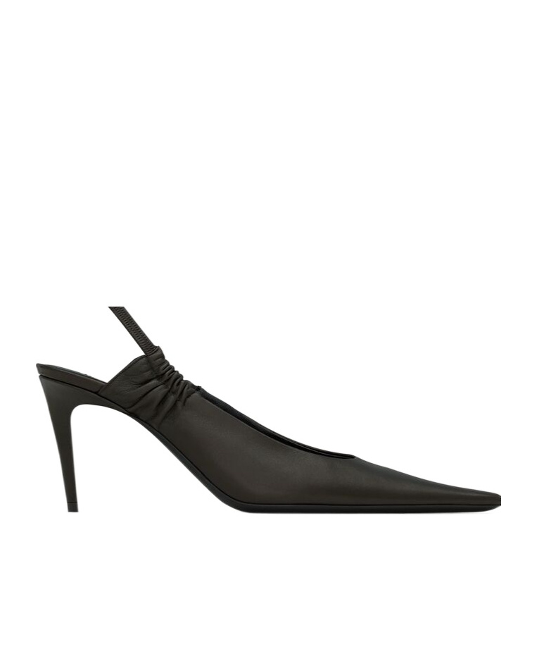 Saint Laurent Anne-marie Slingback Pumps In Smooth Leather In Black