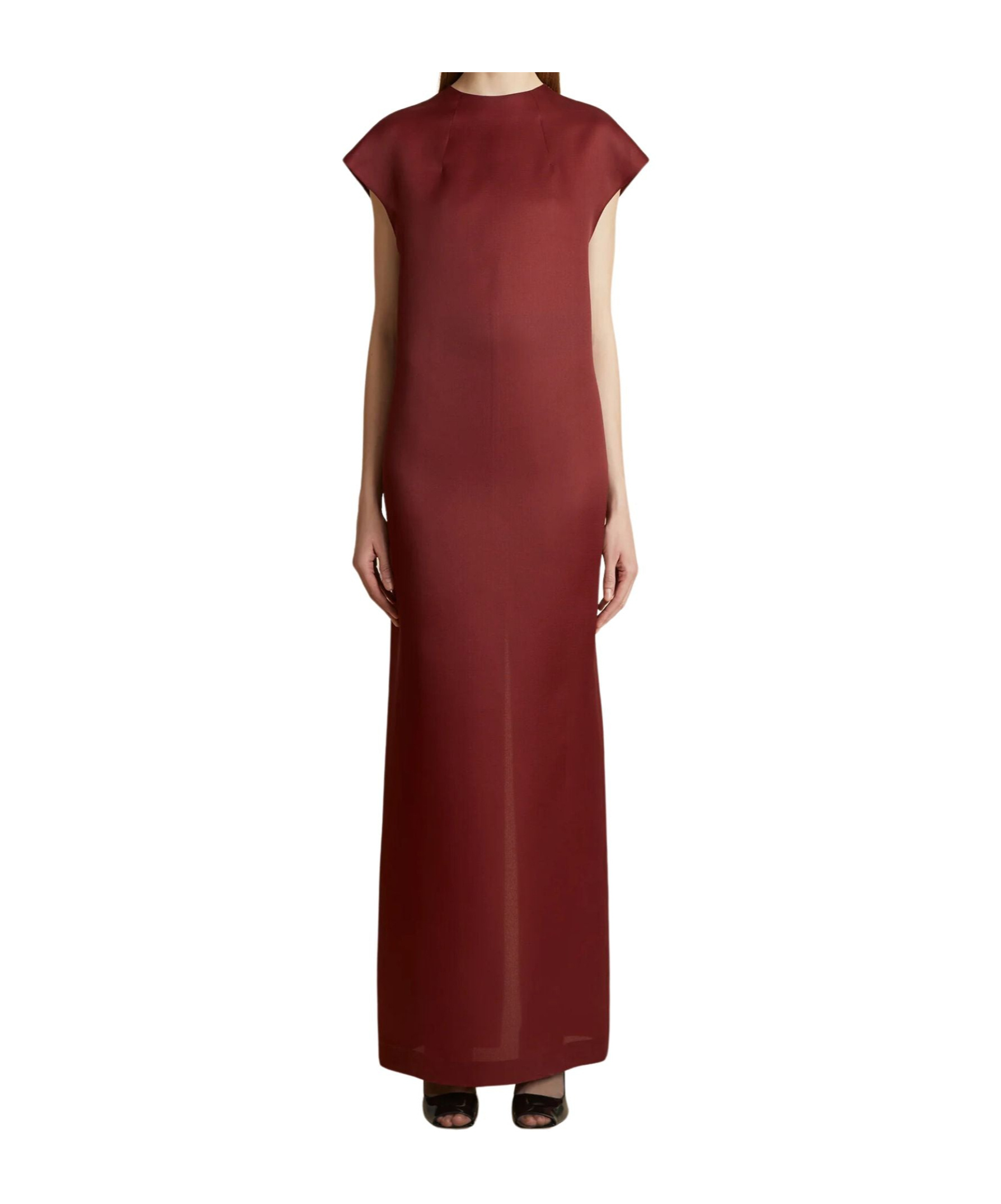 Khaite Lohan Silk Satin Long Dress In Red