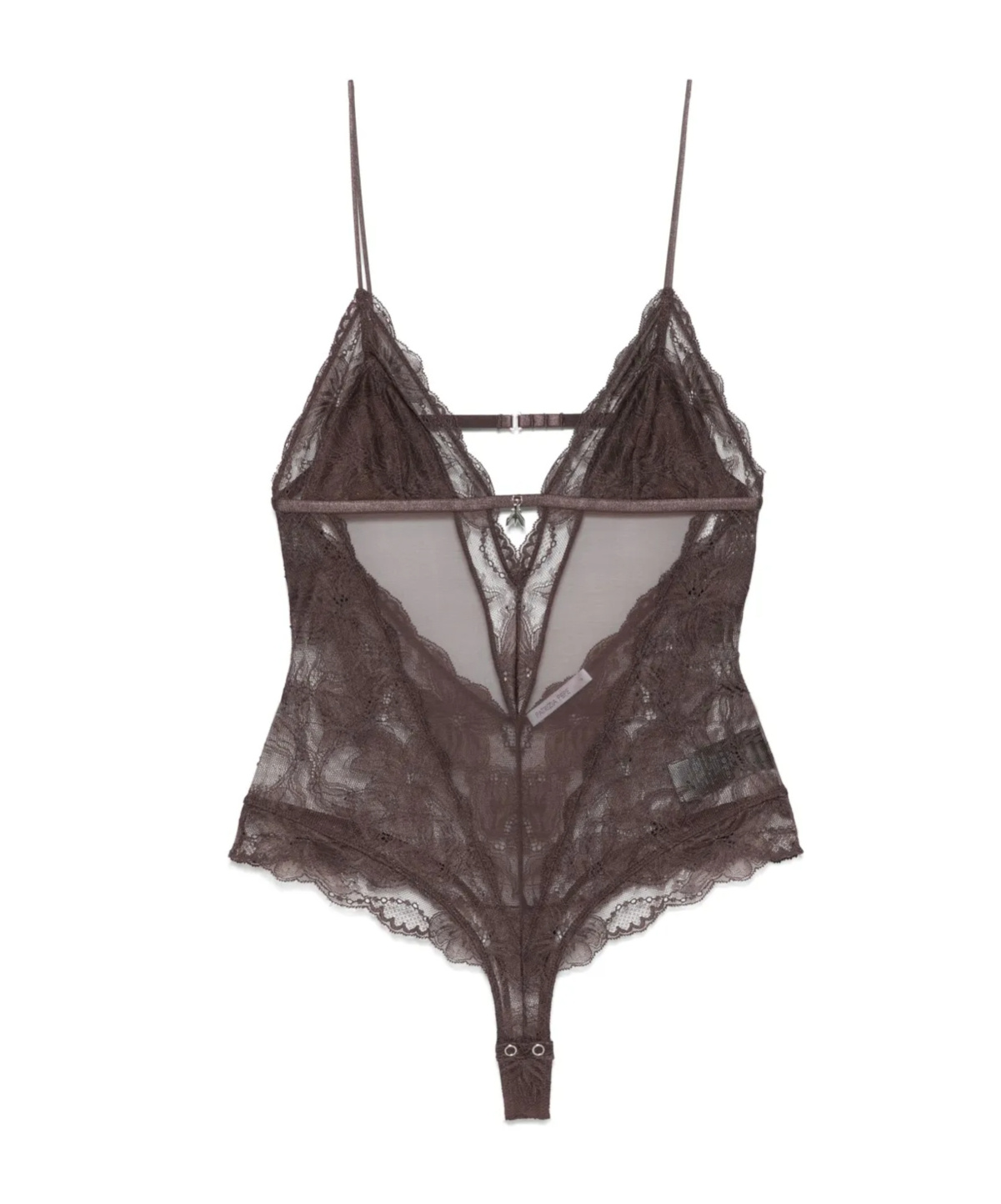 Shop Patrizia Pepe Lace Bodysuit In Cedar Brown
