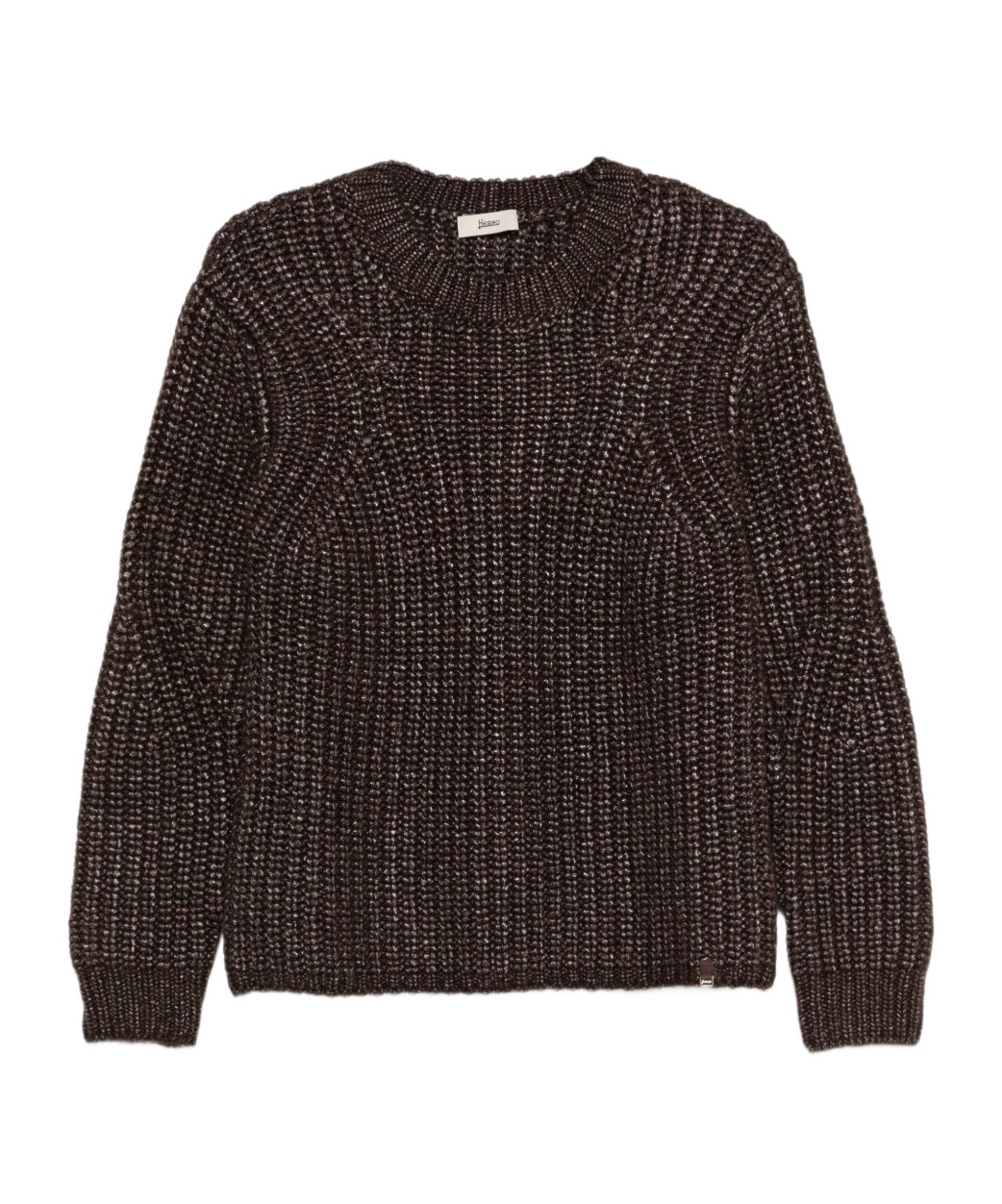Herno Metallic Ribbed Knit Sweater In Brown