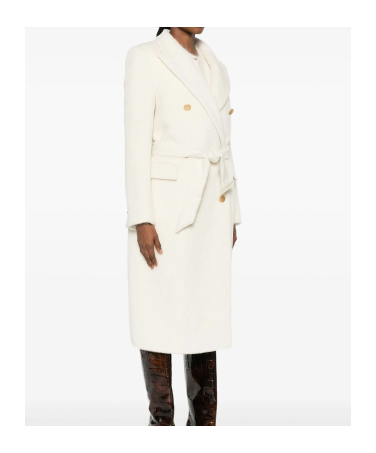 Tagliatore Double-breasted Belted Coat In White