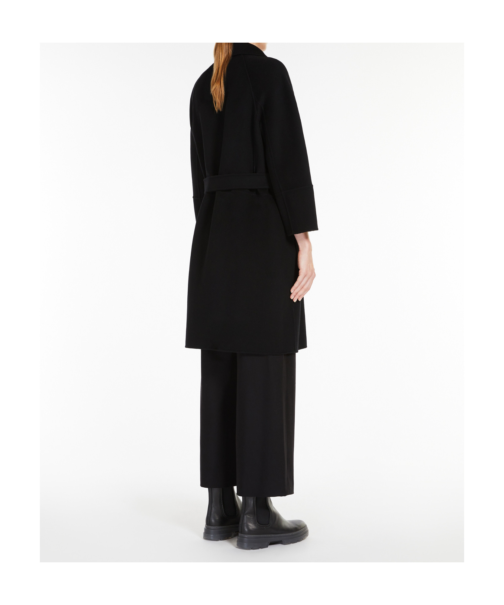 Max Mara Black Arona Double-faced Short Wool Coat In Green