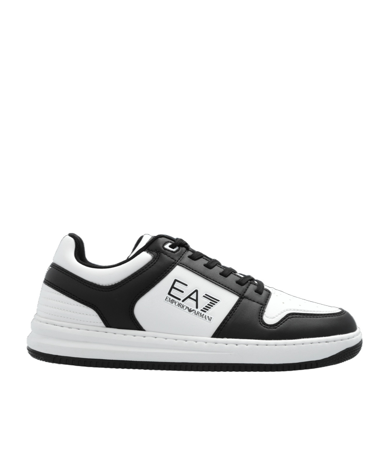 Ea7 Black And White Polyester Sneaker In Multi