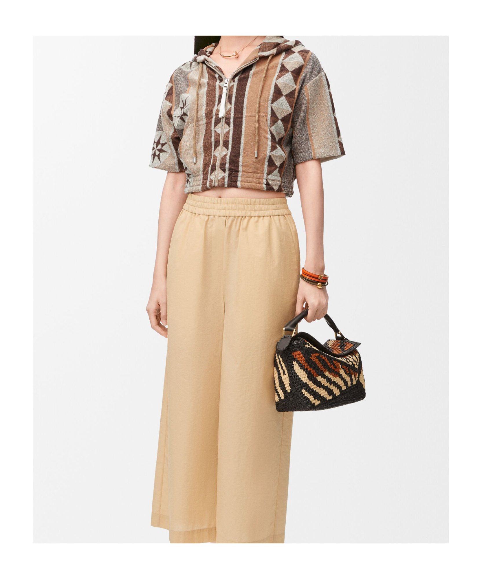 Loewe Hoodie In Terry Cotton Jacquard In Beige/multicolor
