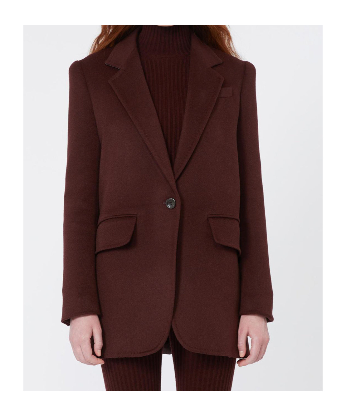 Max Mara Long-sleeved Suit Jacket In Burgundy