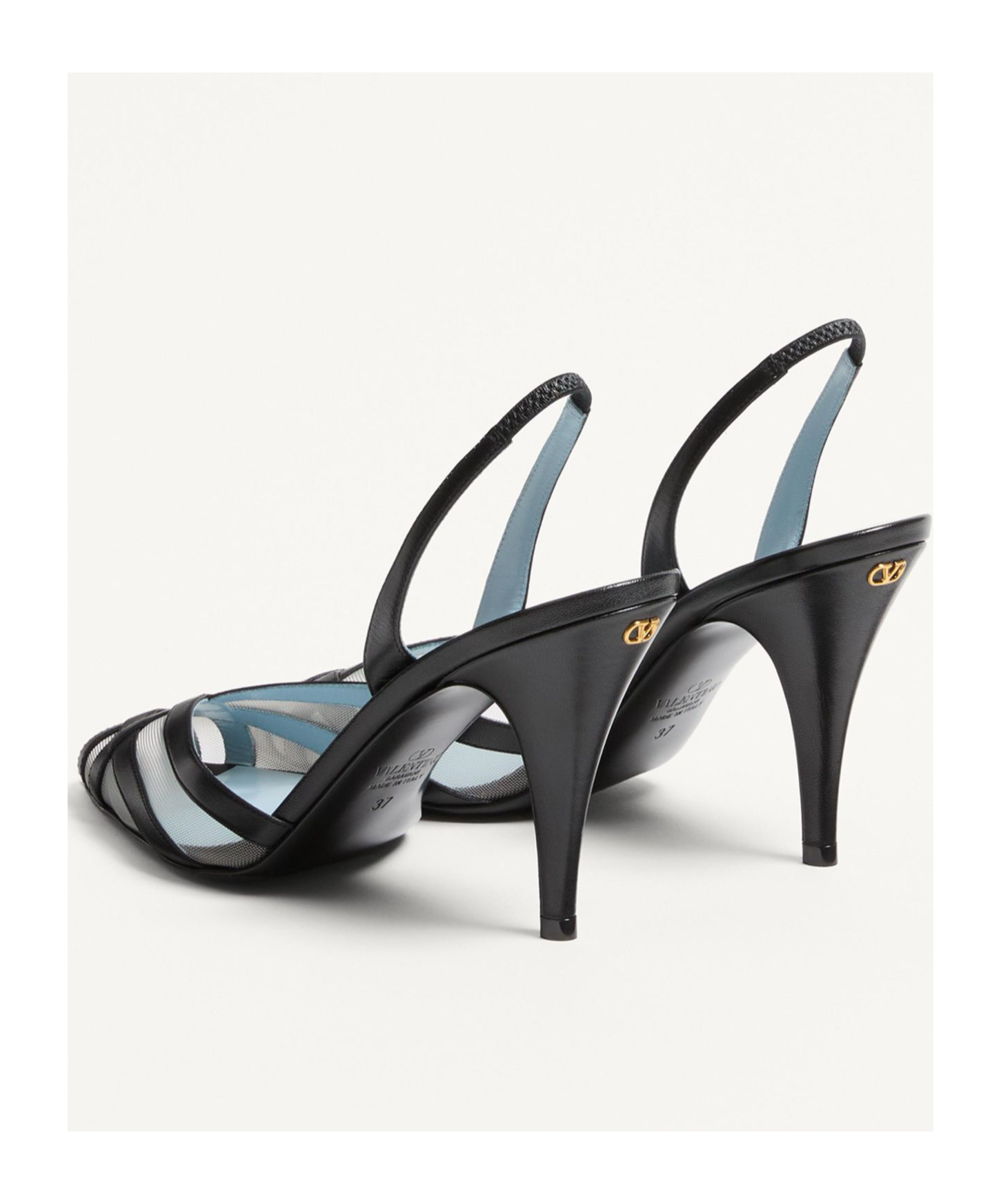 Valentino Impudance Leather And Mesh Slingback Pumps In Black