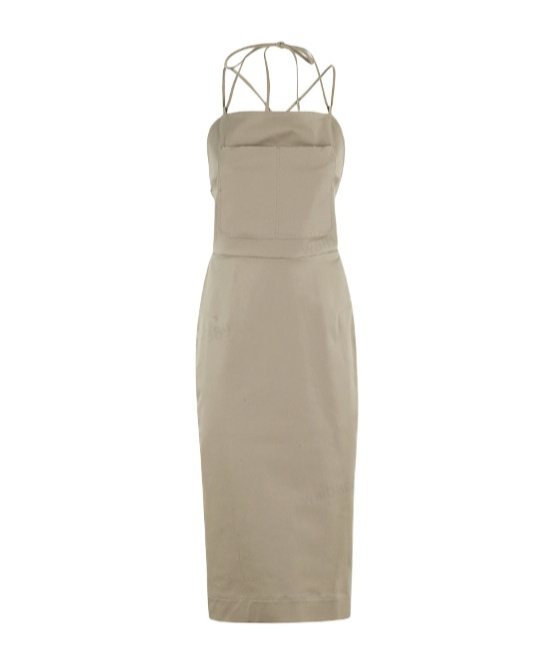 Max Mara Adorno1234 Cotton Twill Midi Dress In Nude
