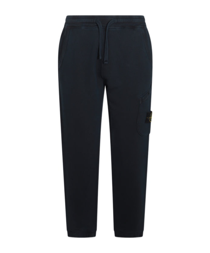 Stone Island Men Cotton Trousers With Drawstring In Blue