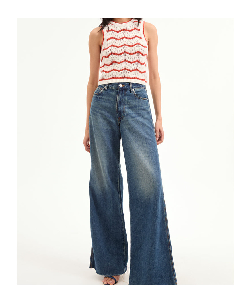 Shop Veronica Beard Jerrel Cropped Knit Tank Top In Rice White/pink Shell Color/persimmon Color