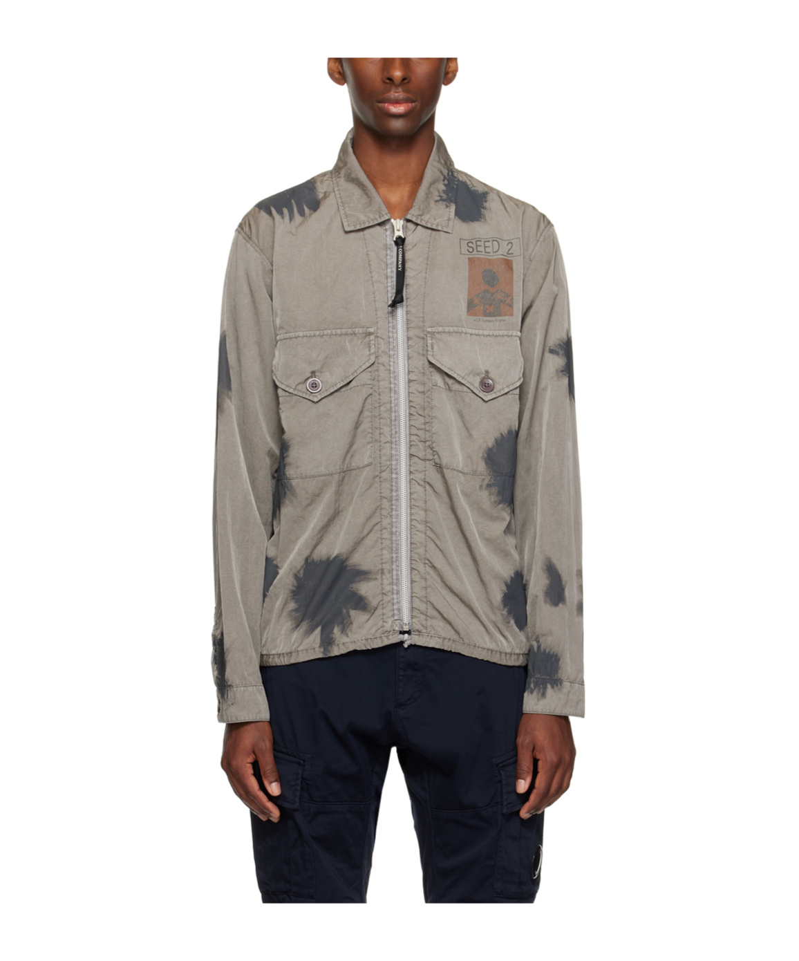 C.p. Company Logo-printed Casual Jacket In Gray