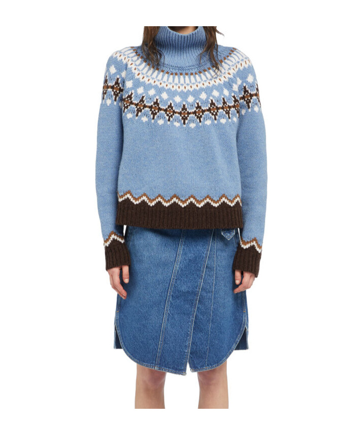 Alanui Winter Turtleneck Knitwear Fair Isle Pattern In Blue