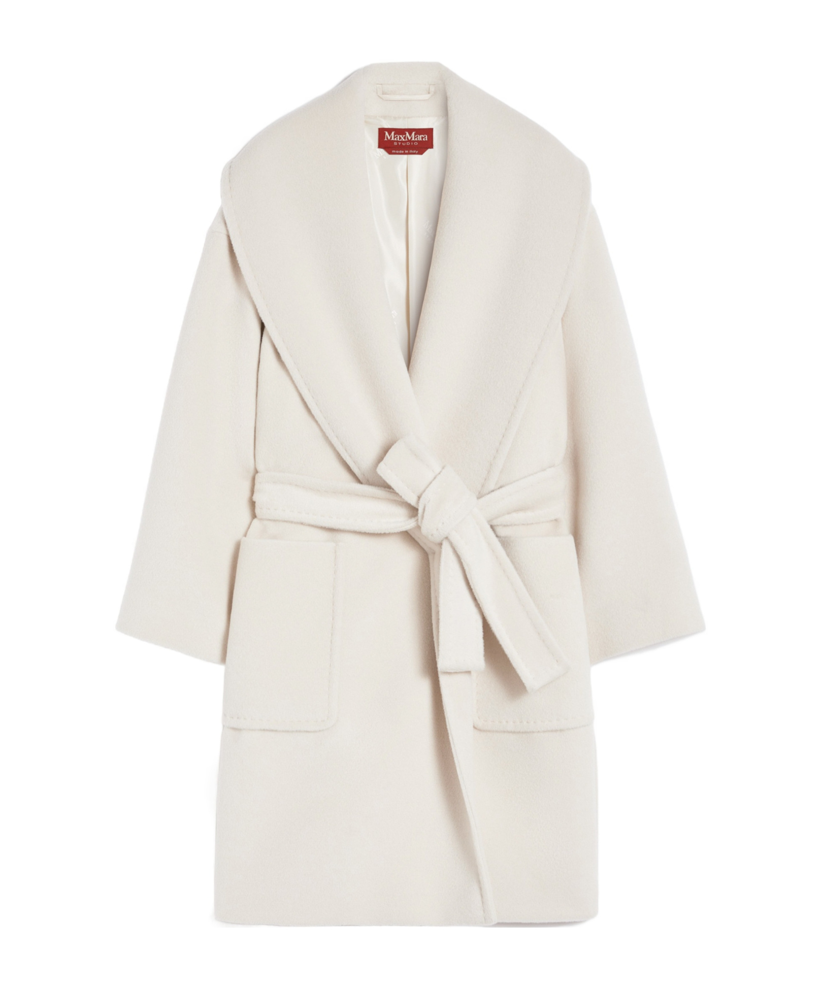 Max Mara Alpaca And Virgin Wool Coat In White