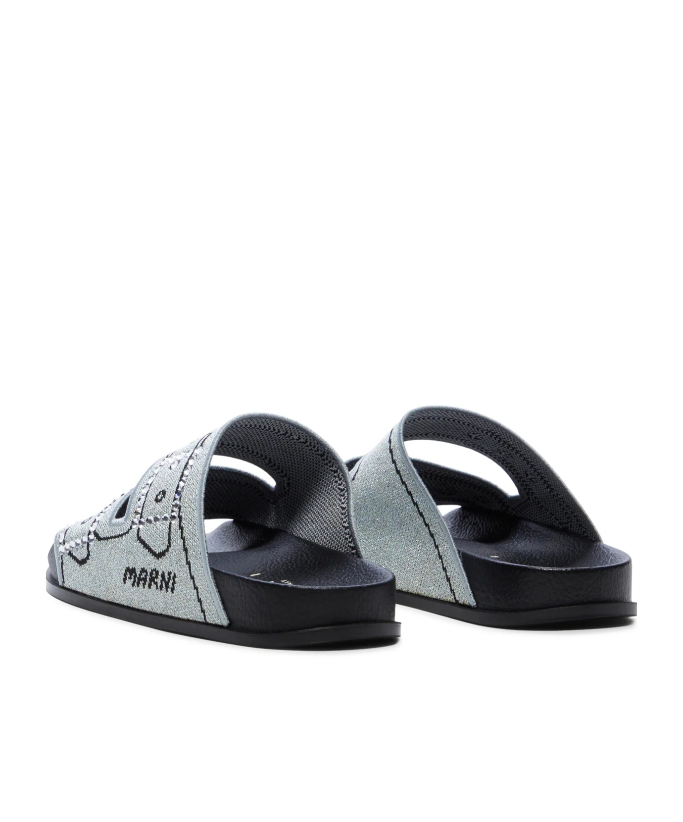 Shop Marni Jacquard Logo Flip-flops In Gray