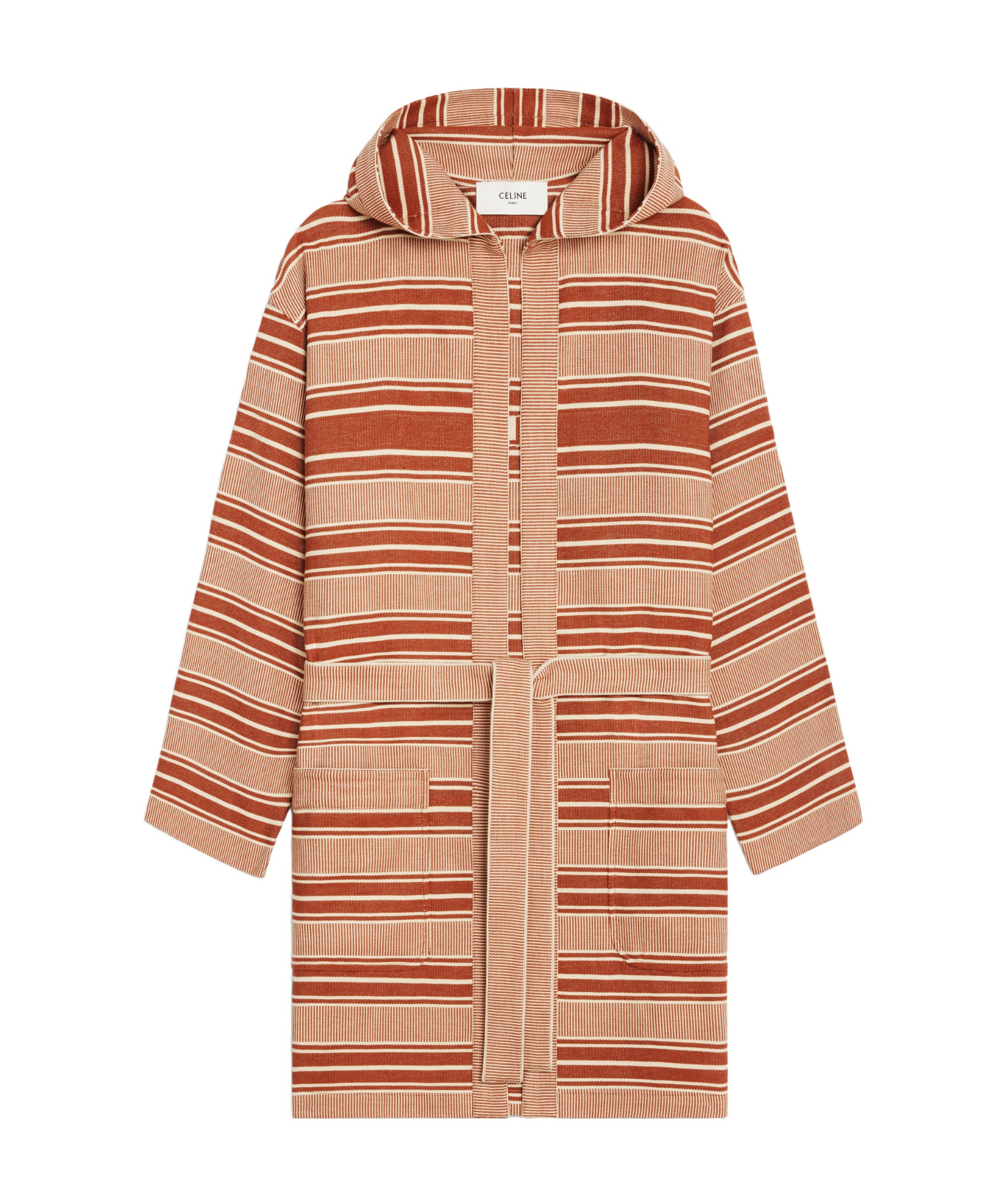 Celine Striped Tweed Bathrobe In Nude