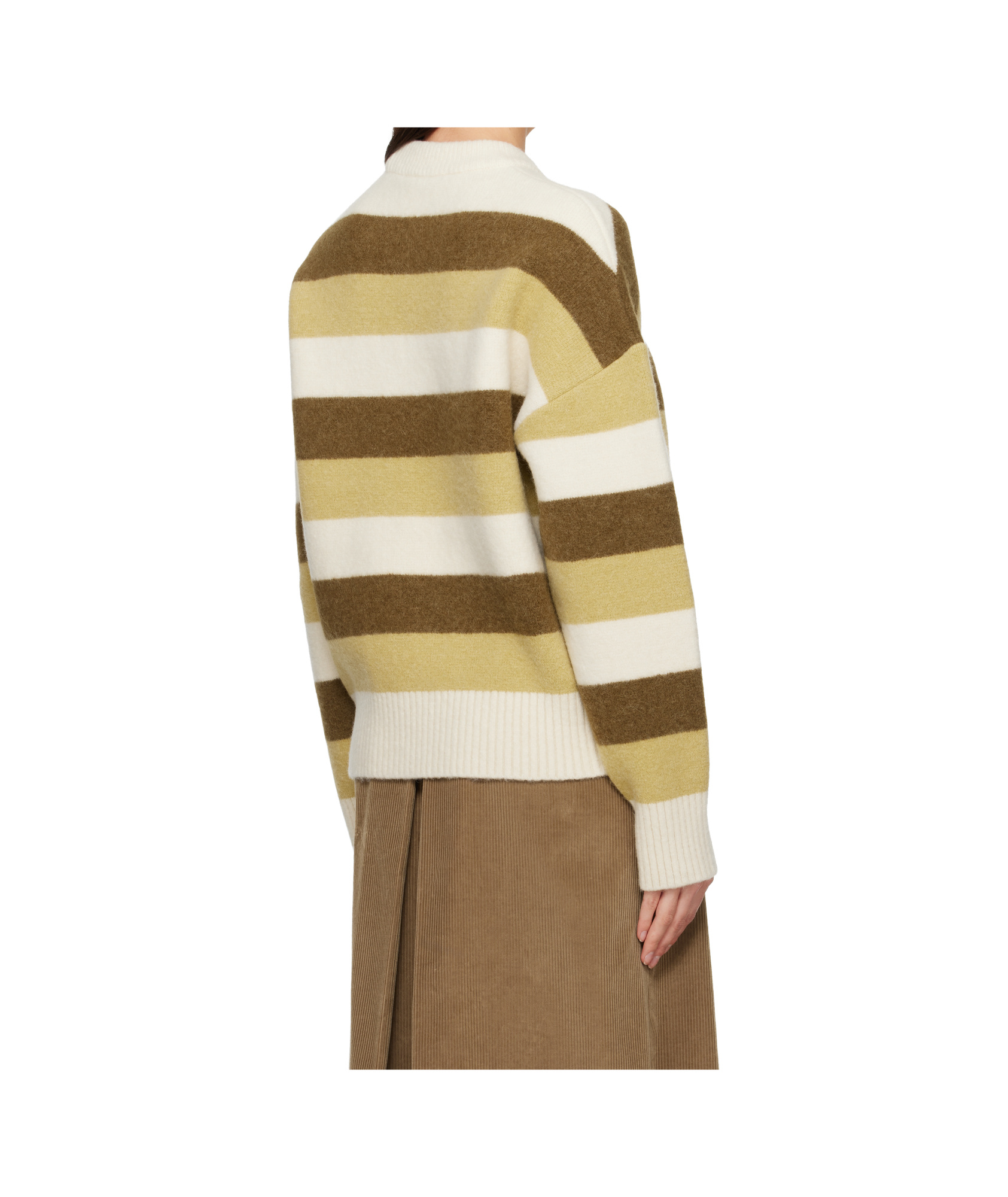 Ami Alexandre Mattiussi Alpaca Striped Crewneck Sweater In Brown