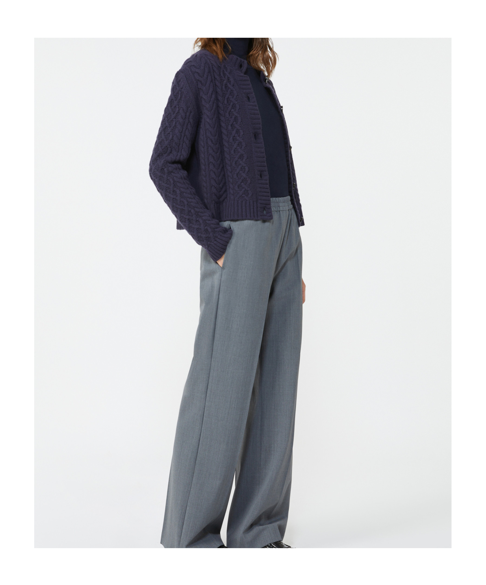 Weekend Max Mara Cardigan À Col Rond En Fil De Laine In Blue