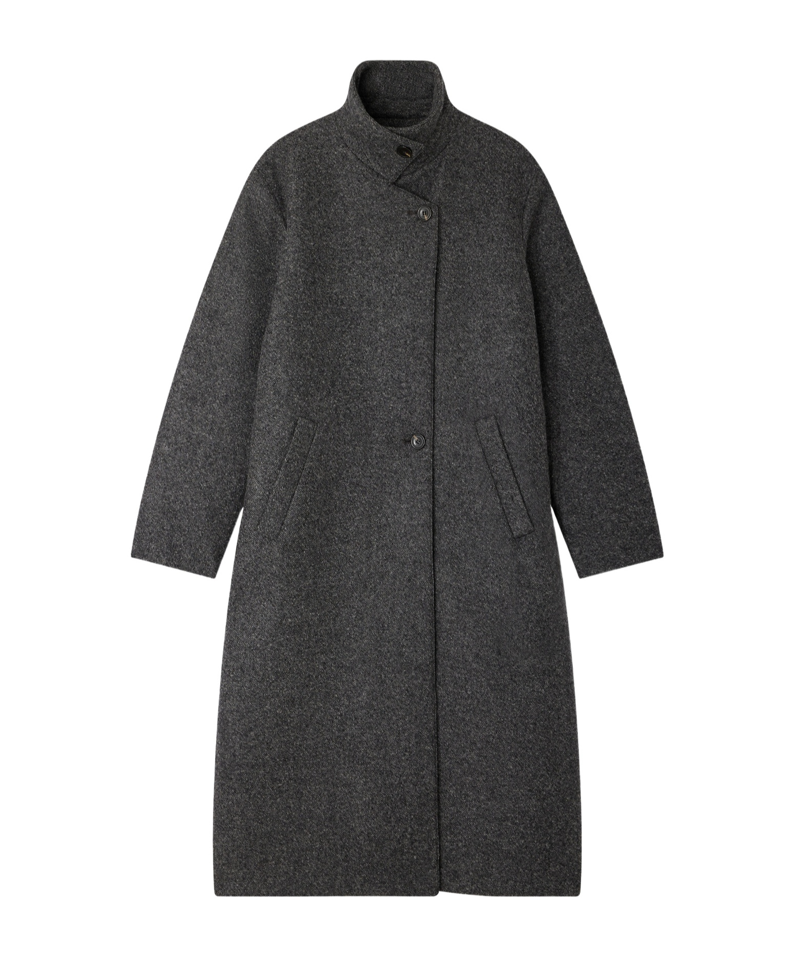 Soeur Germain Long Grey Wool Coat In Black