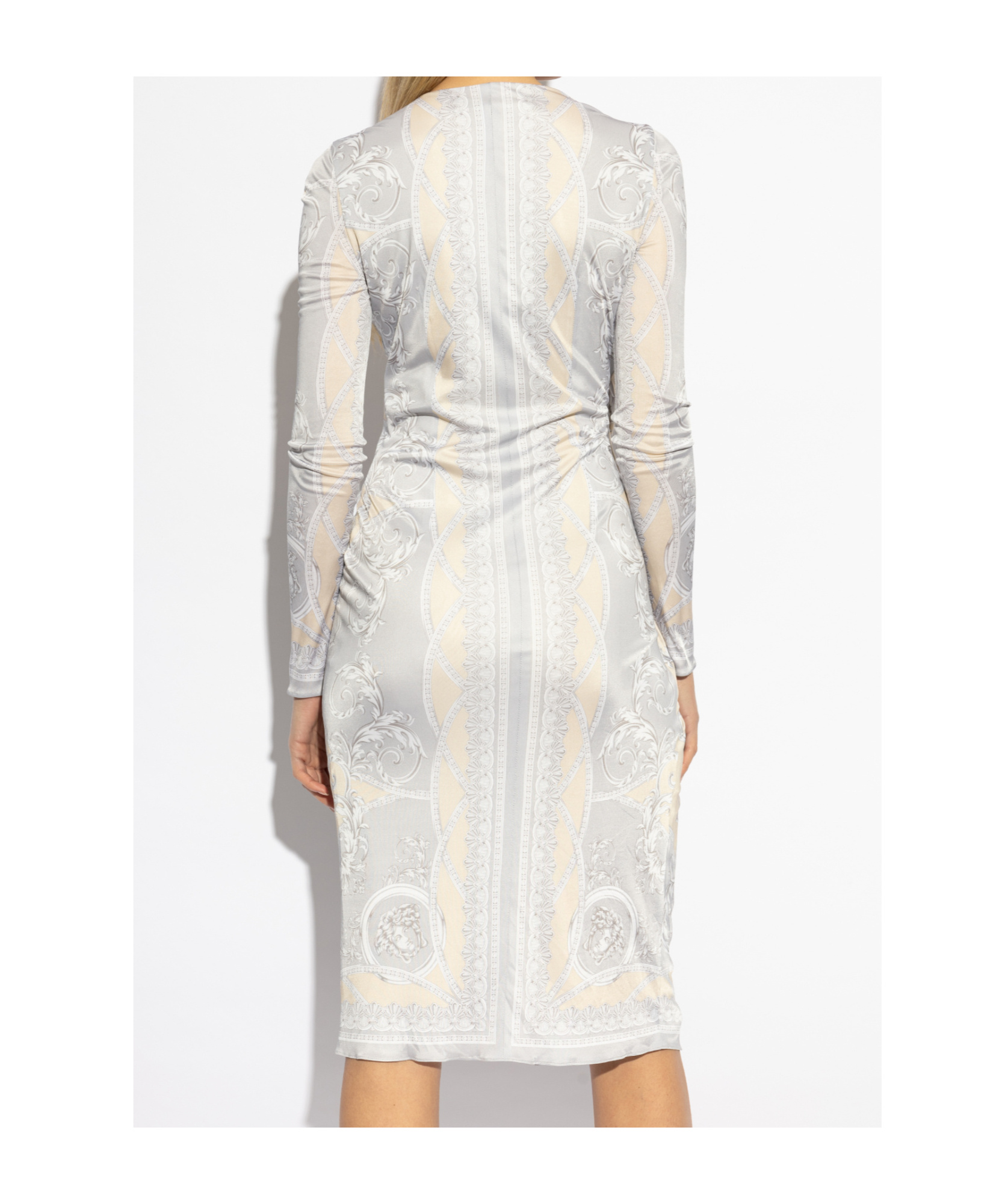 Versace Coupe Des Dieux-print Midi Dress In White