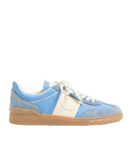 Valentino Upvillage Suede-trimmed Leather Sneakers In Nude