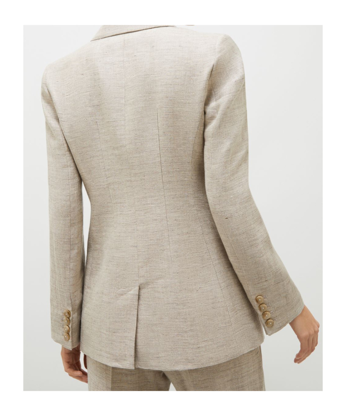 Marella Double-breasted Linen Blazer In Melange Grey