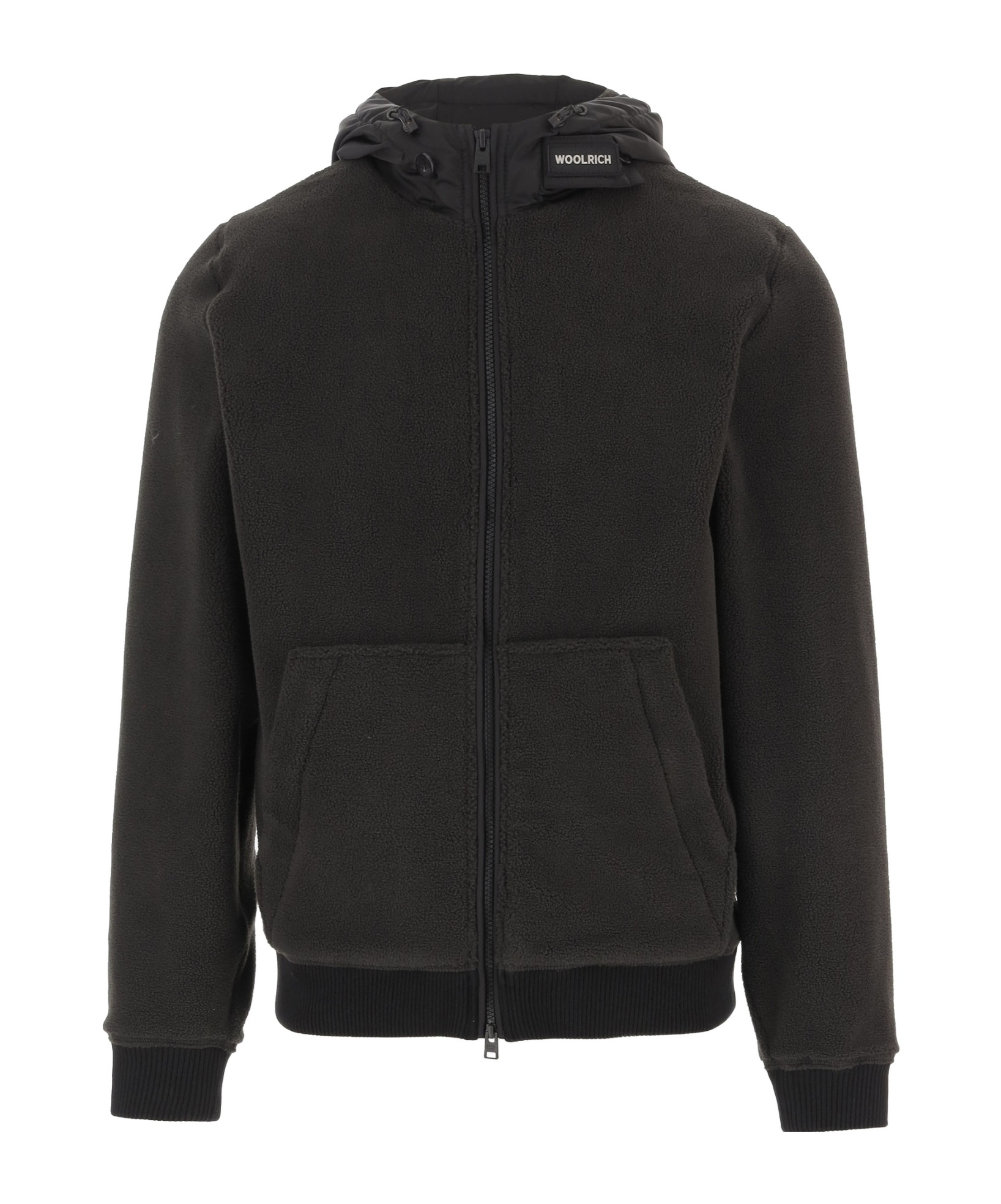 Woolrich Black Zip-up Logo Hoodie In Black