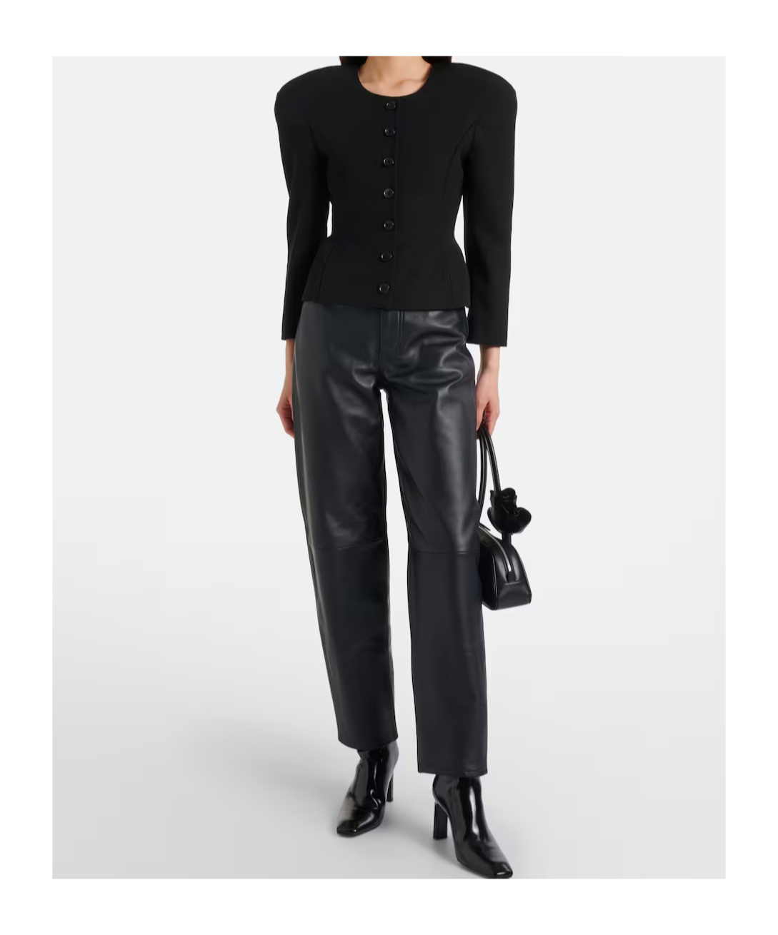 Frame Belt Loop Casual Pants In Black