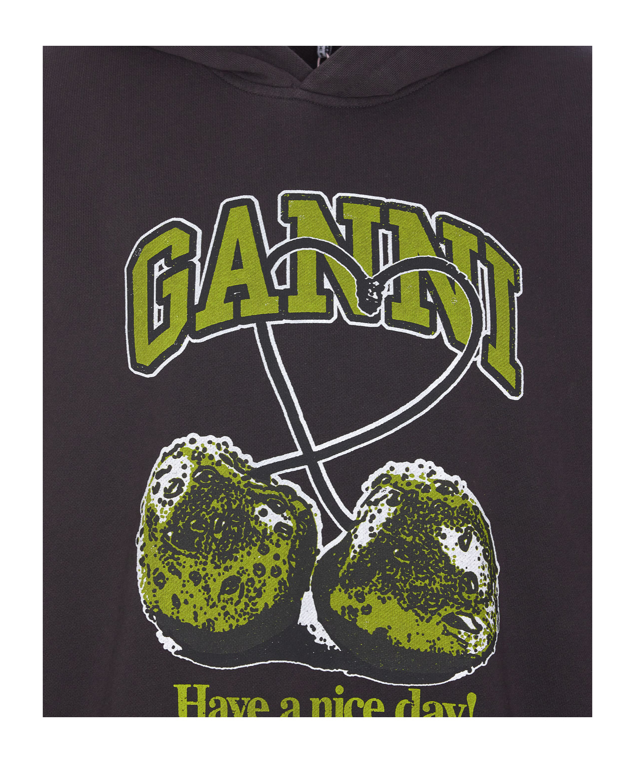 Ganni Women Cherries Organic Cotton Hoodie In Black