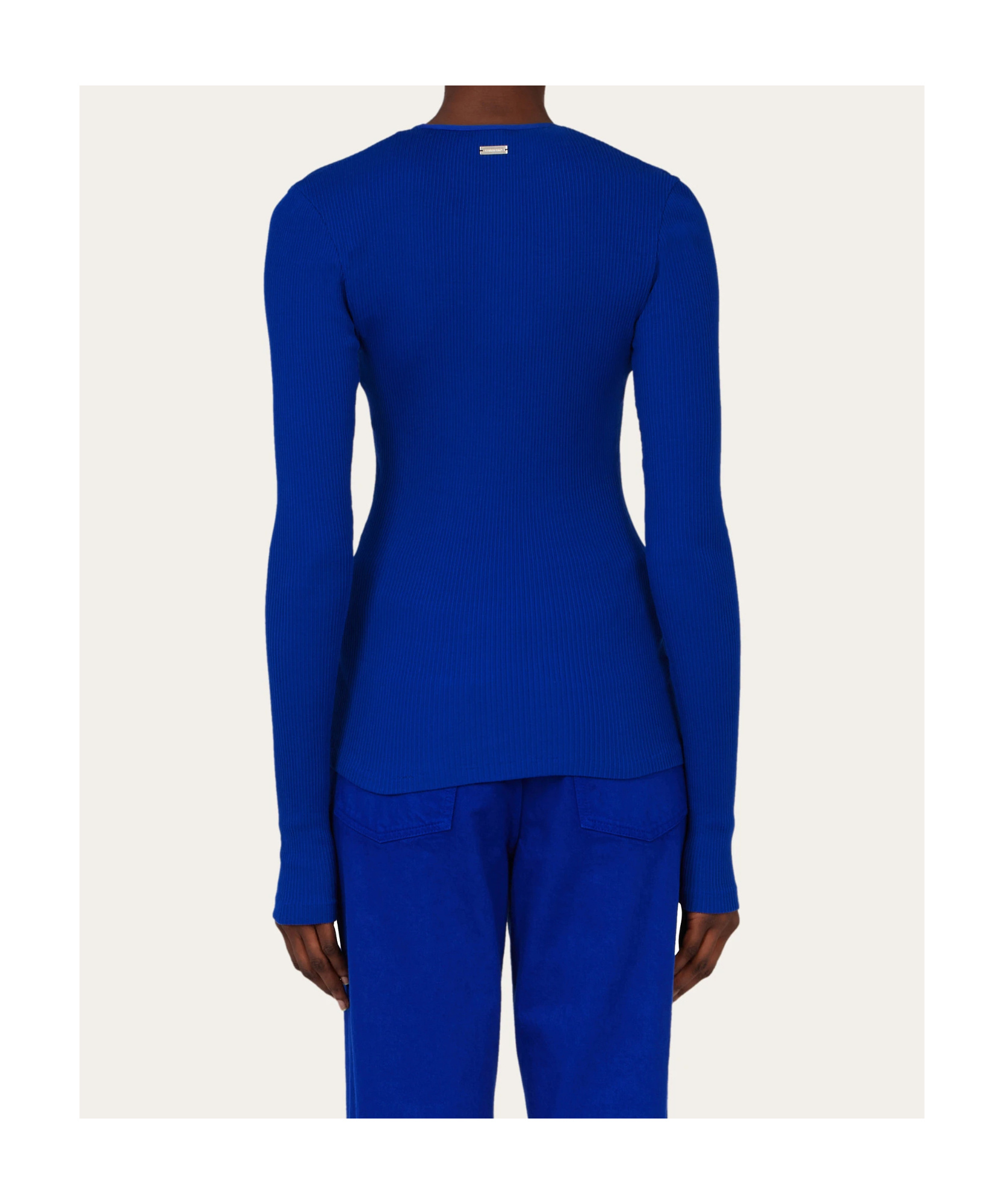 Ferragamo Top With Rippled Neckline In Blue