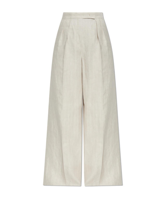 Max Mara Rauche Linen Trousers In White