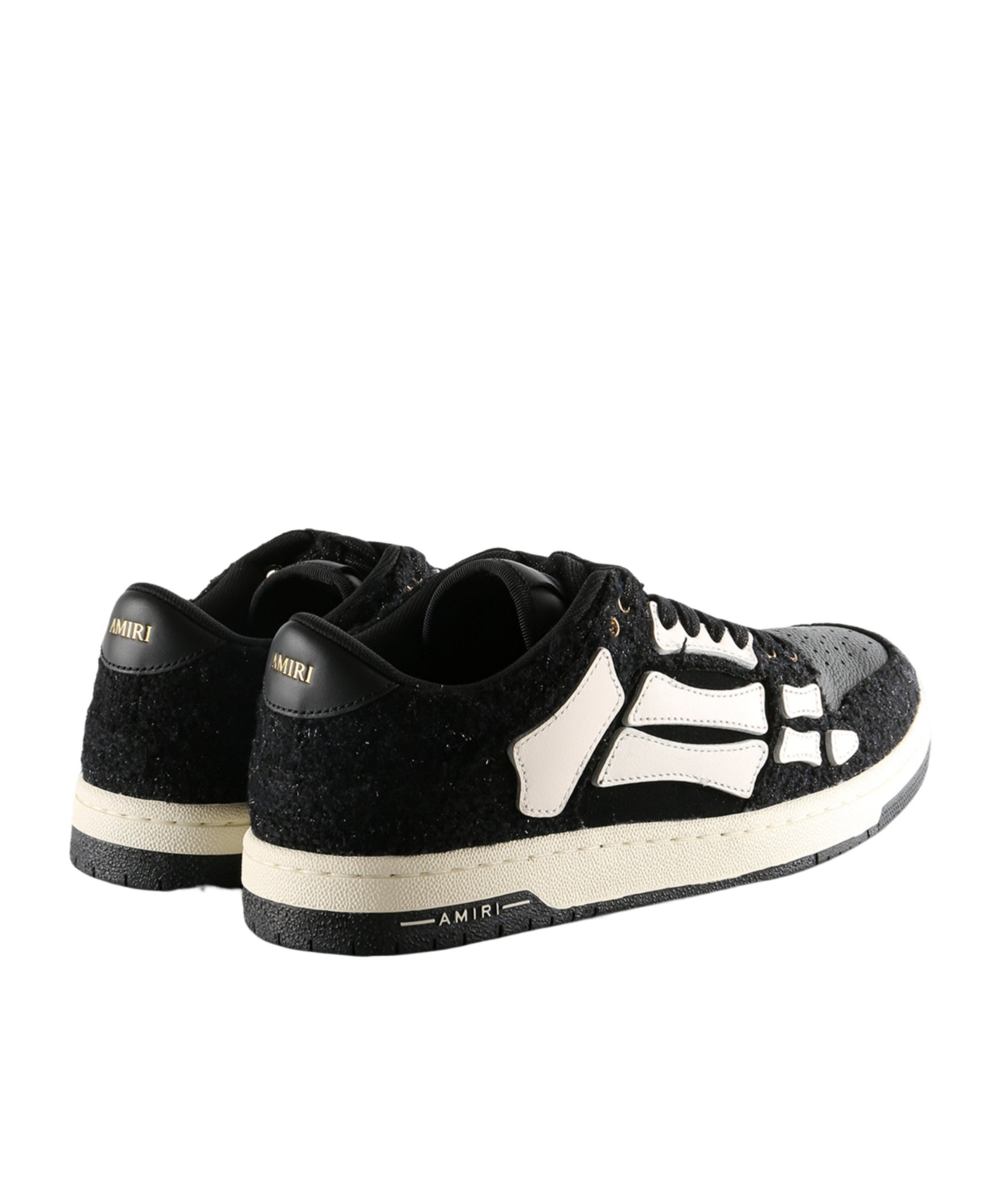 Amiri Boucle Skel Top Low Sneakers In Black