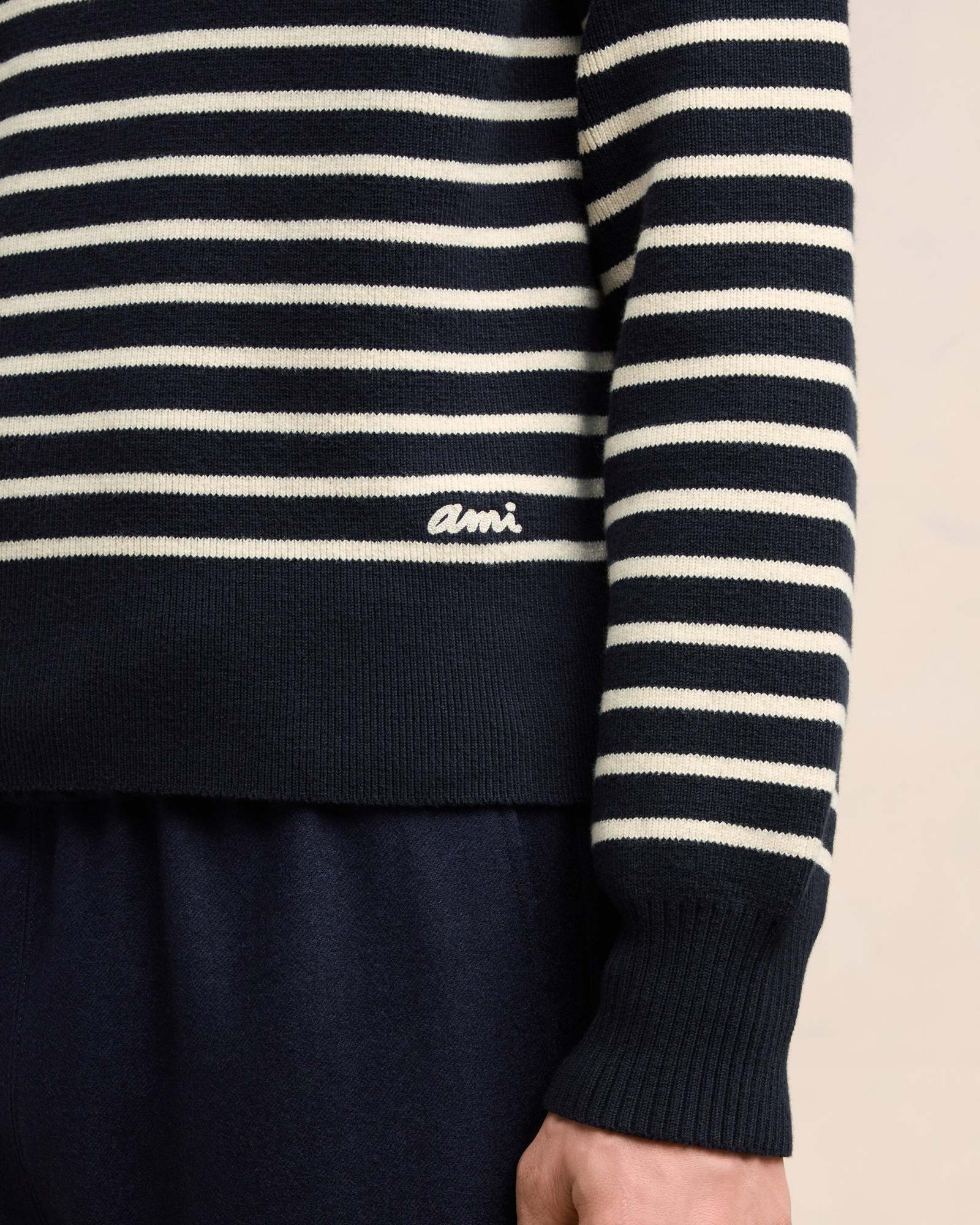 Shop Ami Alexandre Mattiussi Ami Alexandre Matiussi Striped Crewneck Sailor Jumper In Black