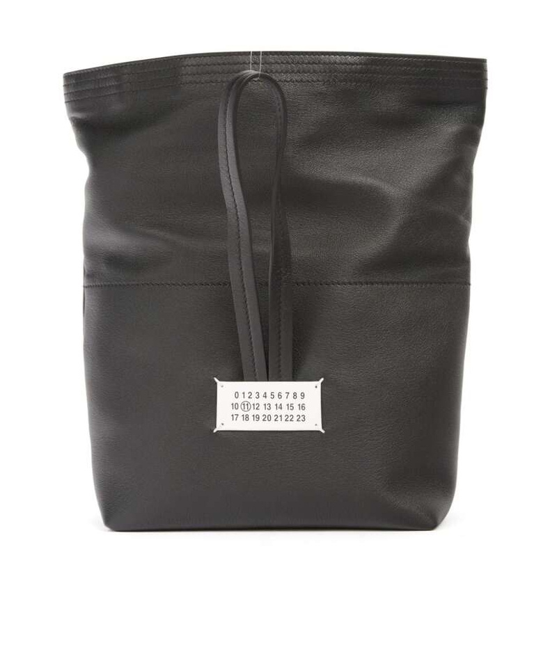 Maison Margiela Rectangular Leather Clutch Loop Handle In Black