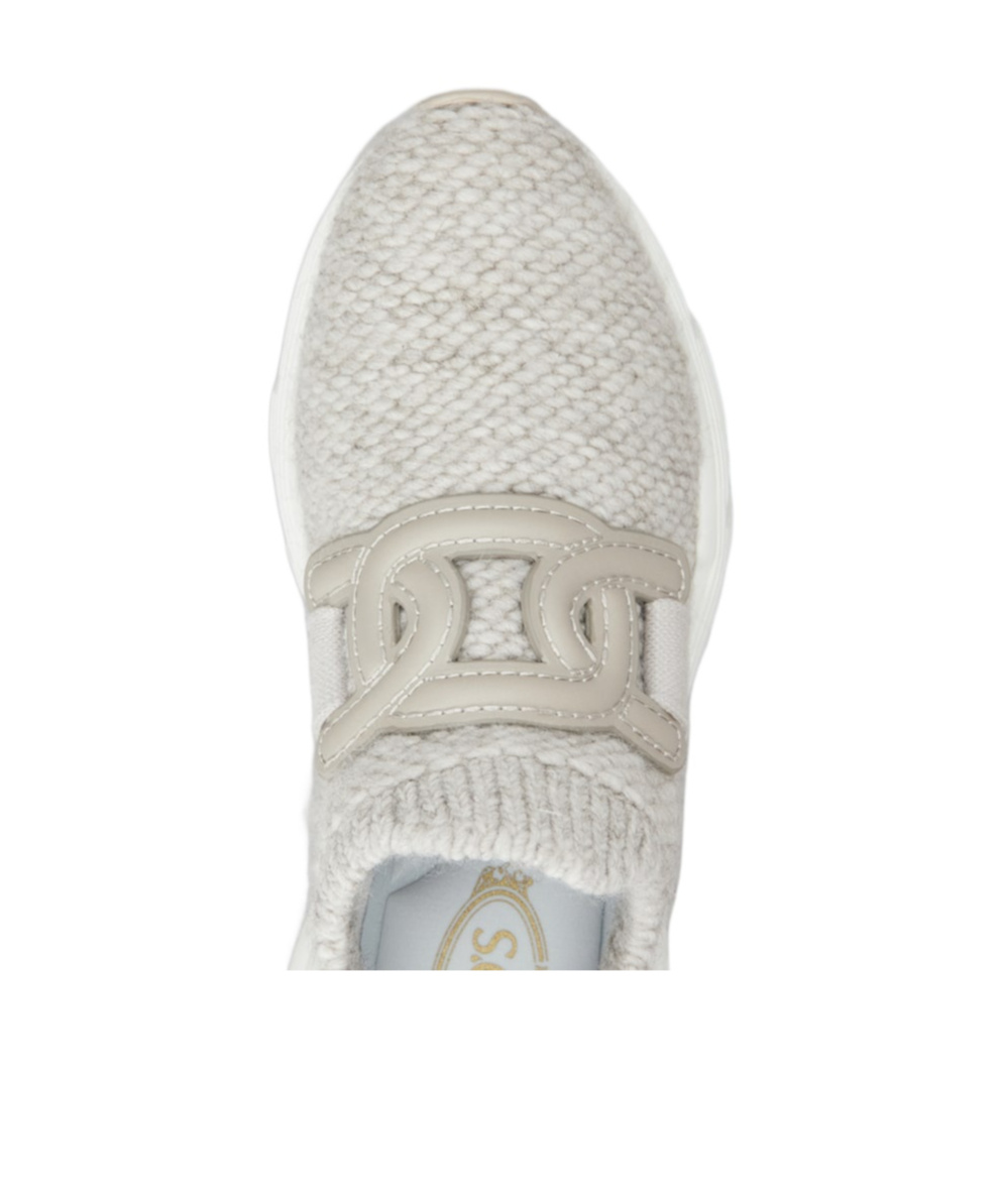 Tod's Knitted Sock Sneakers With Front Logo In Gray
